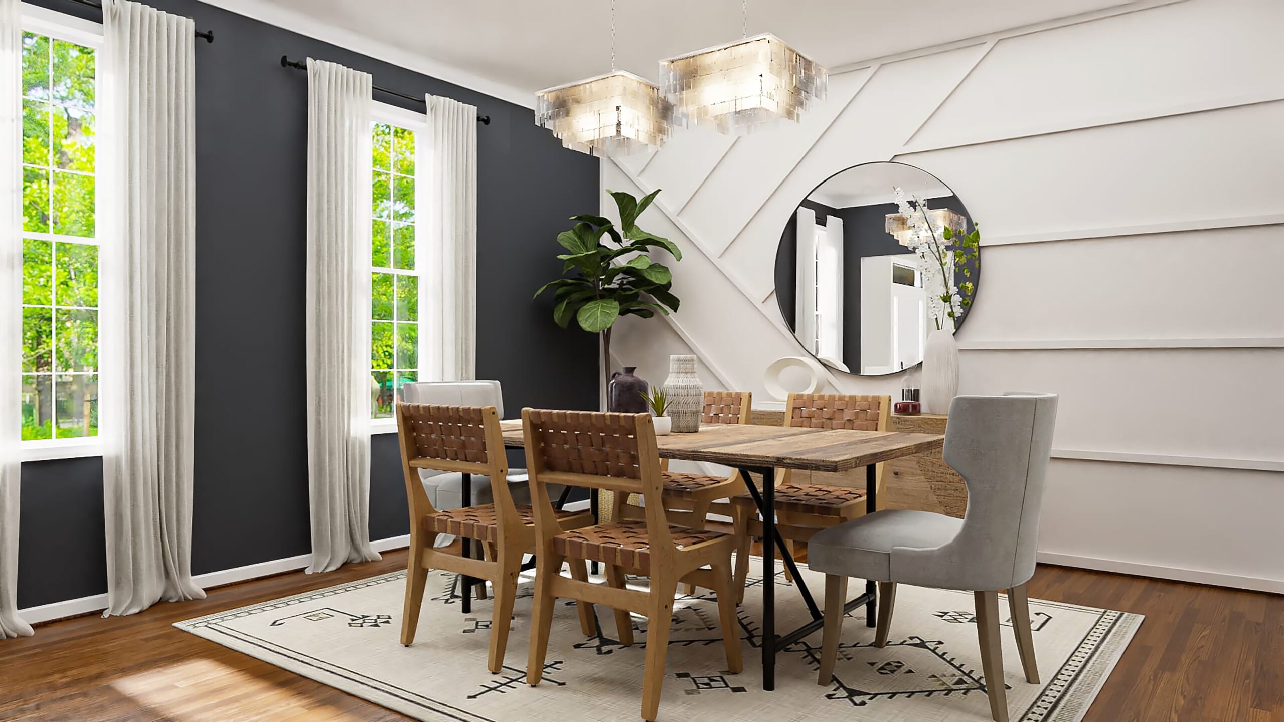 Blending Dark and Light for a Modern Dining Room